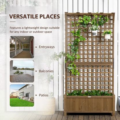 Wood Planter with Trellis for Vine Climbing, Raised Garden Bed Wooden Planter Boxes at Gallery Canada