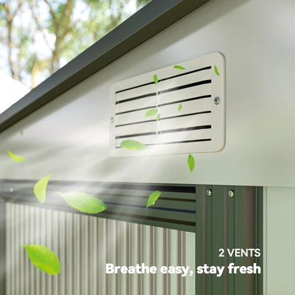 5'x7' Lean to Metal Shed, Sliding Door, 2 Vents, White