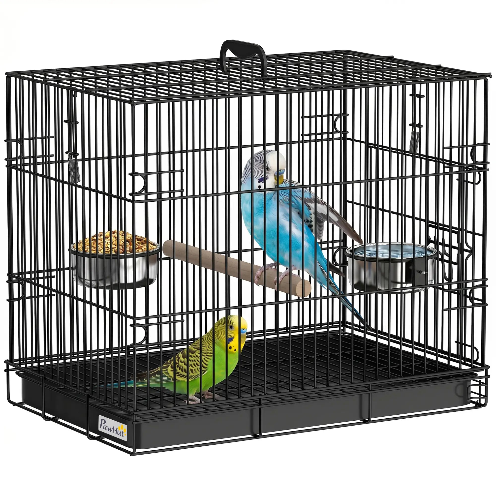 Bird Cage Portable w/ Slide-Out Tray Travel Cage for Parakeets w/ Perch &; Food Bowls Black Bird Cages at Gallery Canada