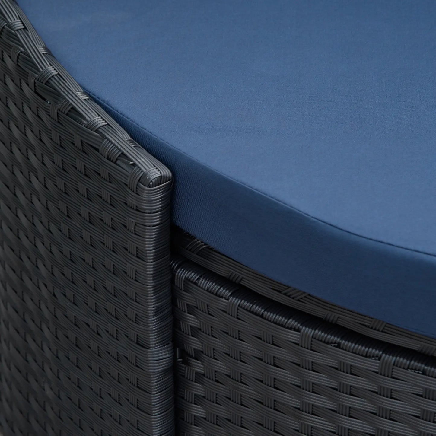 4-Piece PE Wicker Round Daybed, Outdoor Rattan Lounge Set, Dark Blue Daybeds at Gallery Canada