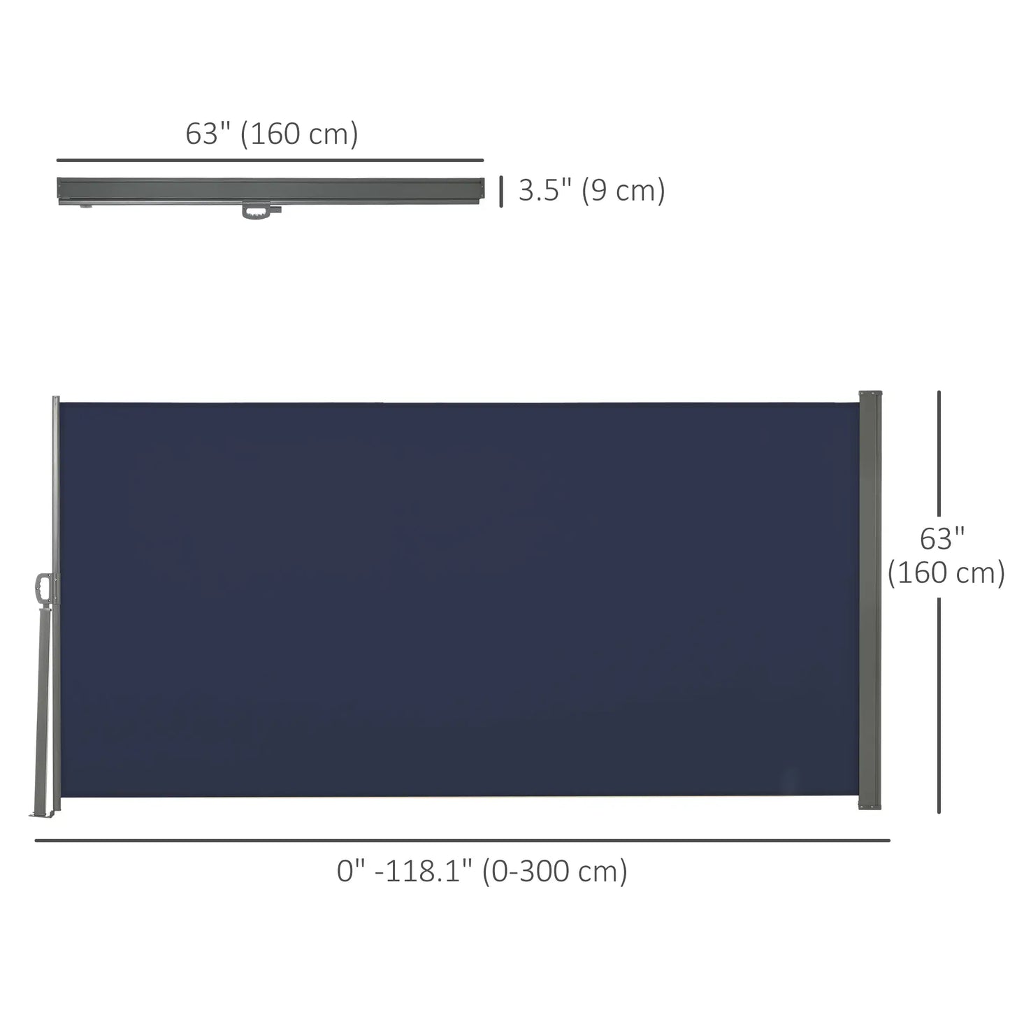 118" x 63" Outdoor Folding Privacy Screen, UV Wind Resistant, Dark Blue Side Awnings at Gallery Canada