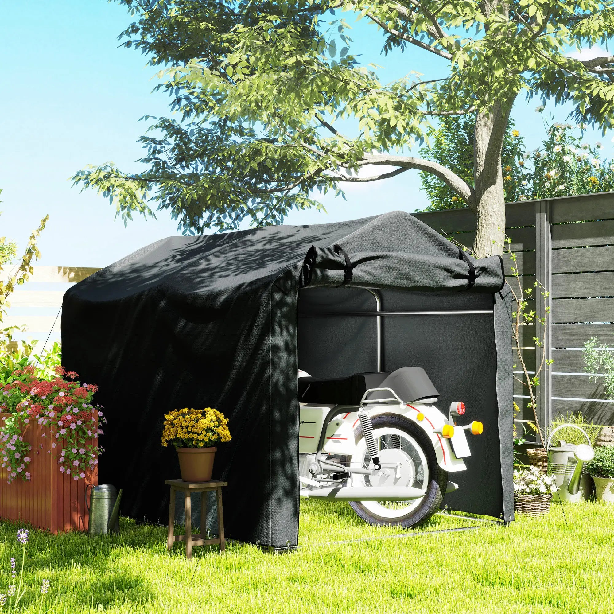 Outdoor Storage Shed, UV Resistant Bike Tent, Roll-up Zipper Door, Dark Grey Sheds at Gallery Canada