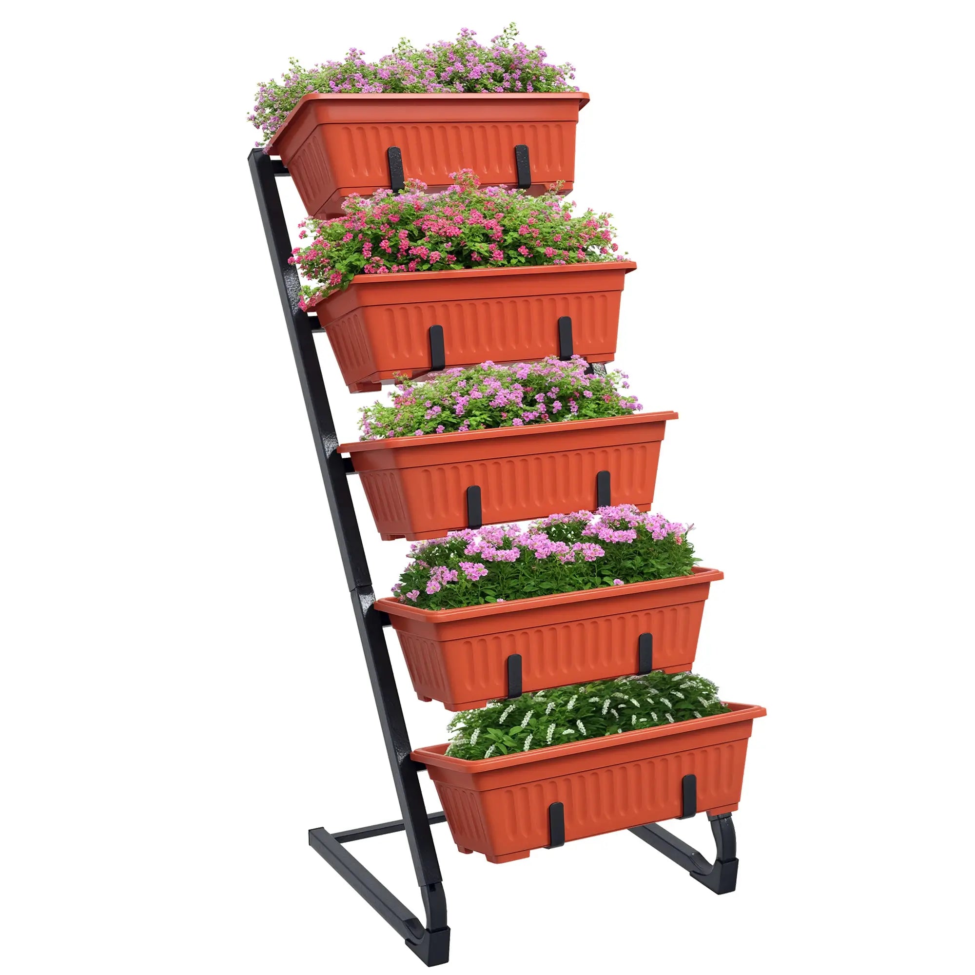 5-Tier Vertical Garden Planter, 5 Container Boxes, Outdoor Plant Stand, Red Plant Stands at Gallery Canada