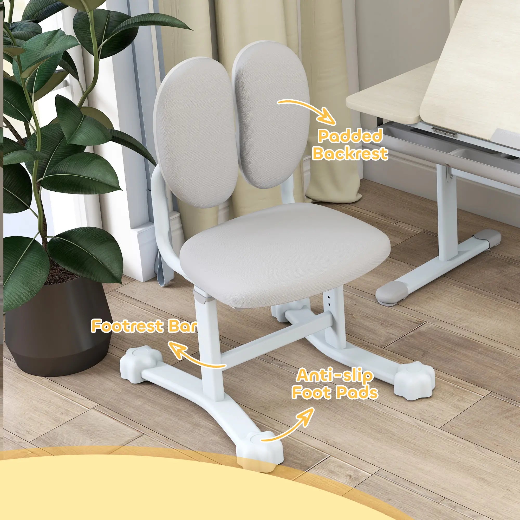 Kids Desk Chair Set, Adjustable Height, Tilting Desktop, Drawer Shelves, Grey Kids Desk Sets at Gallery Canada