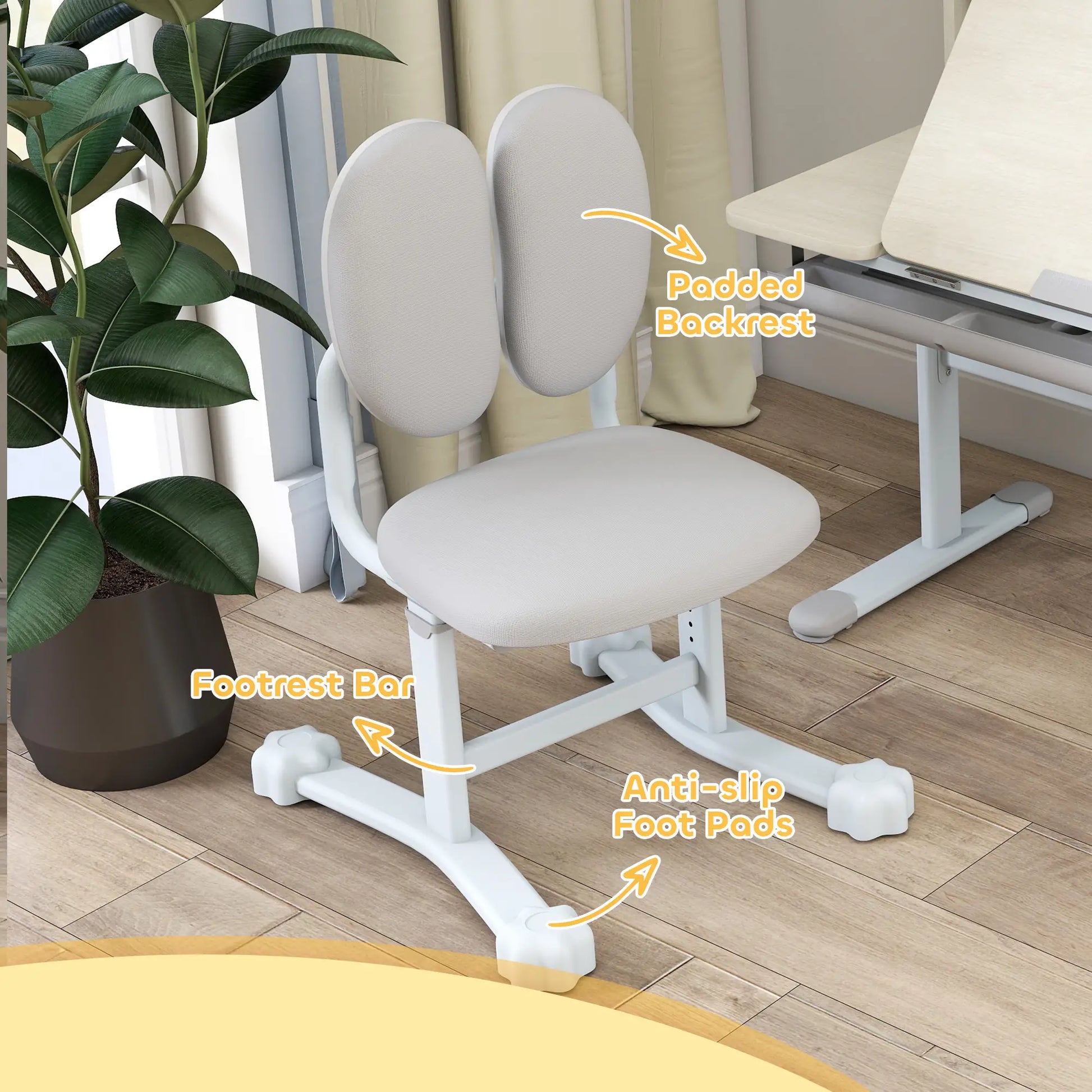 Kids Desk Chair Set, Adjustable Height, Tilting Desktop, Drawer Shelves, Grey Kids Desk Sets at Gallery Canada