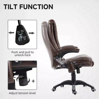 Reclining Massage Office Chair, High Back, Swivel Wheels, Dark Brown Office Chairs at Gallery Canada