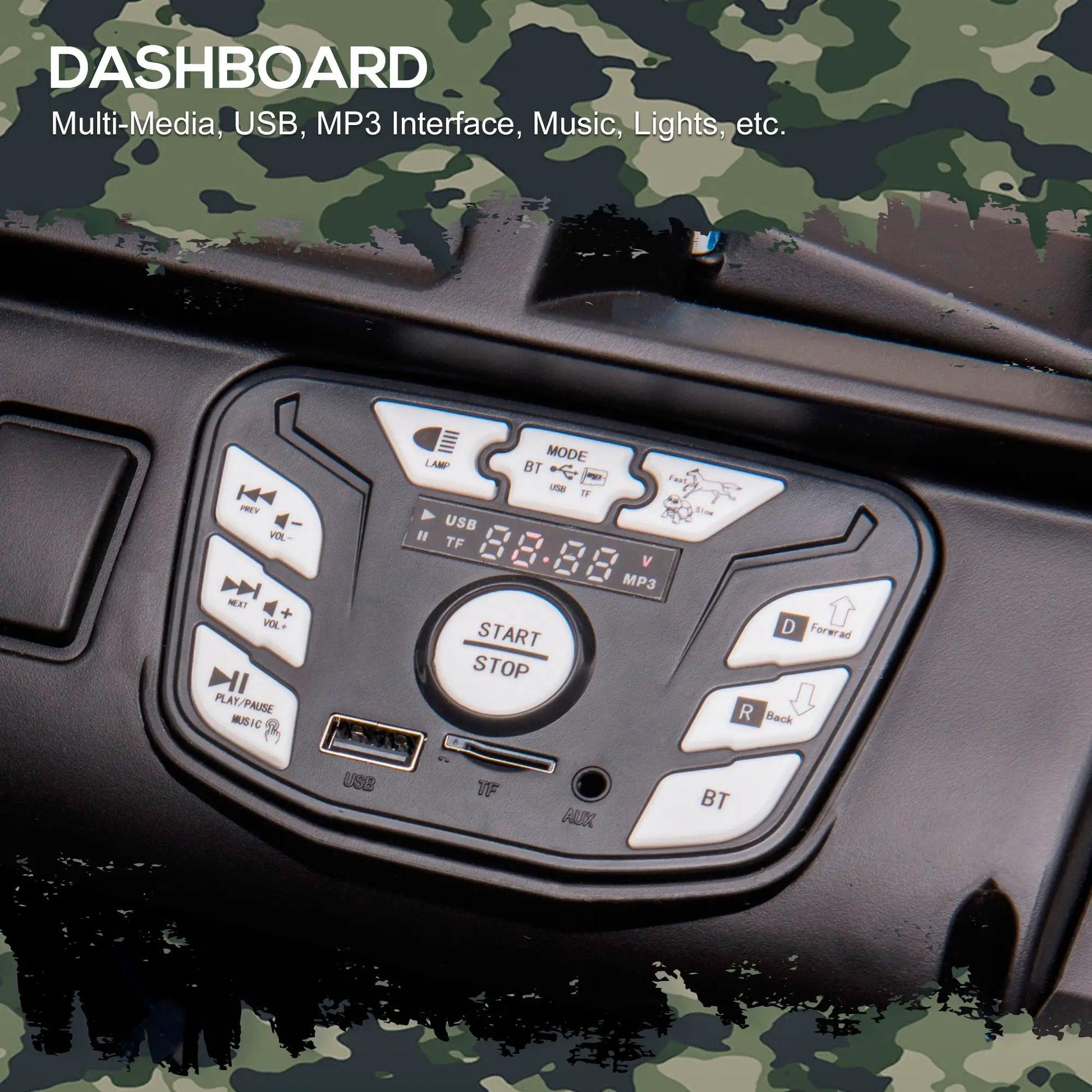 12V Kids Jeep Ride On Police Car, Parental Remote, Camouflage Electric Toy Cars at Gallery Canada