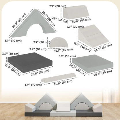 12 PCS Modular Kids Play Couch, Toddler Sectional Sofa, Grey Kids Gym & Playmats at Gallery Canada