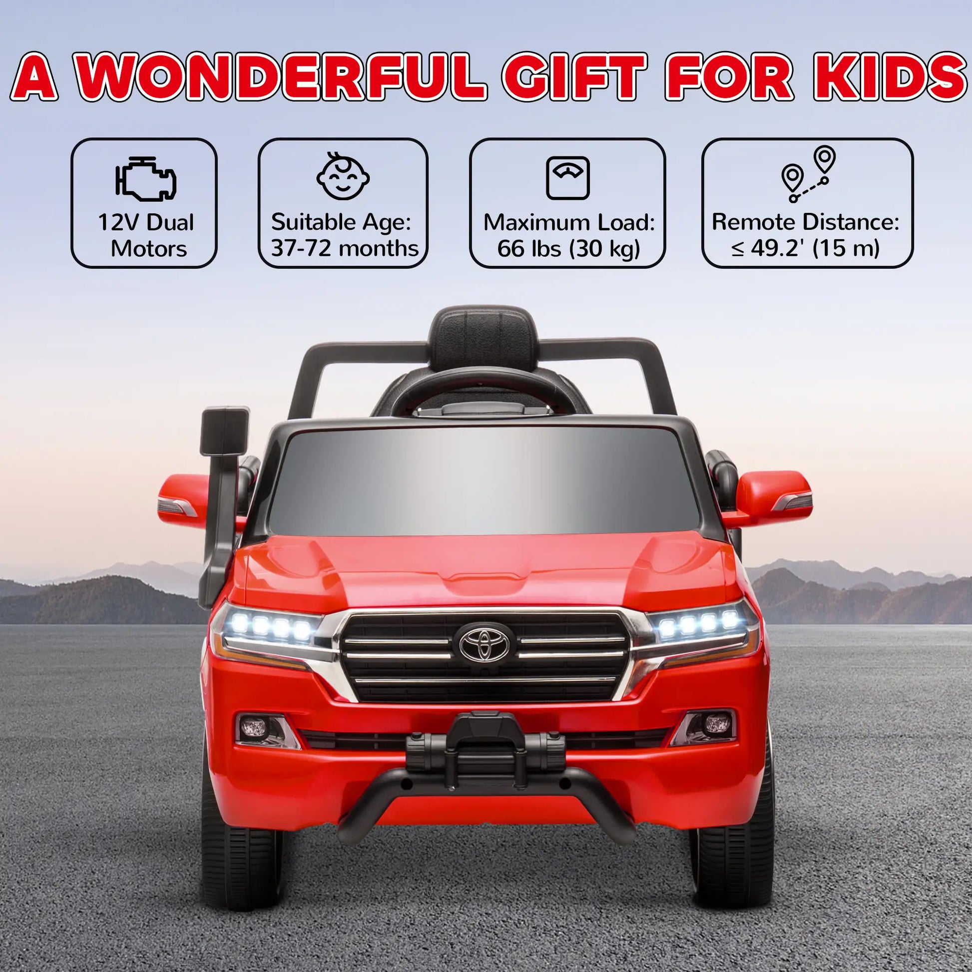 12V Licensed Kids Car, Remote Control, LED Light, Spring Suspension, Red Electric Toy Cars at Gallery Canada