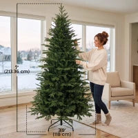 Sapin de Noël artificiel de 7 pieds, complet à charnières, vert