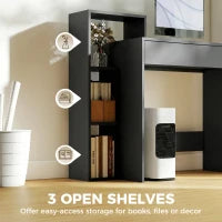 Computer Desk With Storage, 3 Open Shelves And Drawer, Black Computer Desks at Gallery Canada