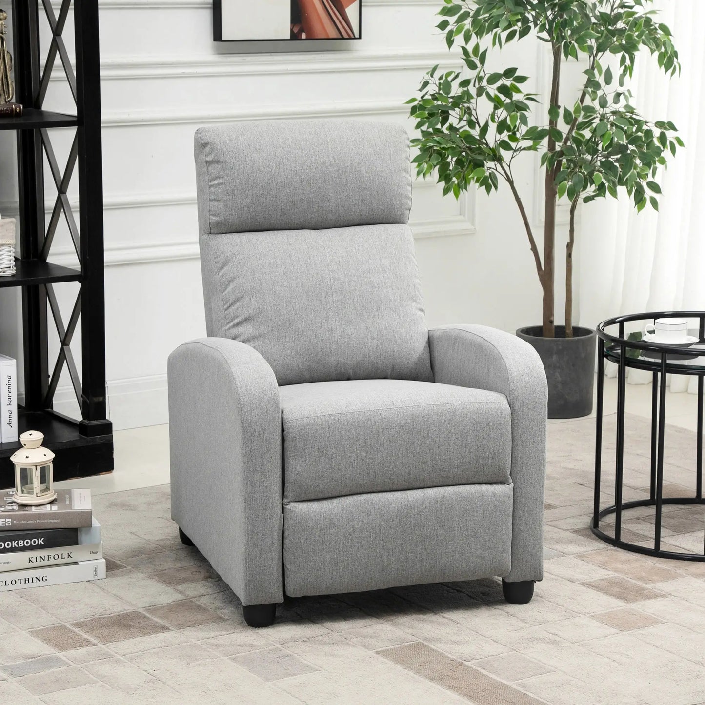 Fabric Recliner, Manual Home Theater Seat, Linen-Touch, Light Grey Single Sofas at Gallery Canada