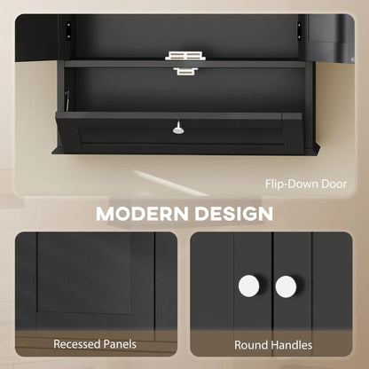 Medicine Cabinet With Adjustable Shelf, Recessed Panels, Black Wall Mounted Cabinets at Gallery Canada