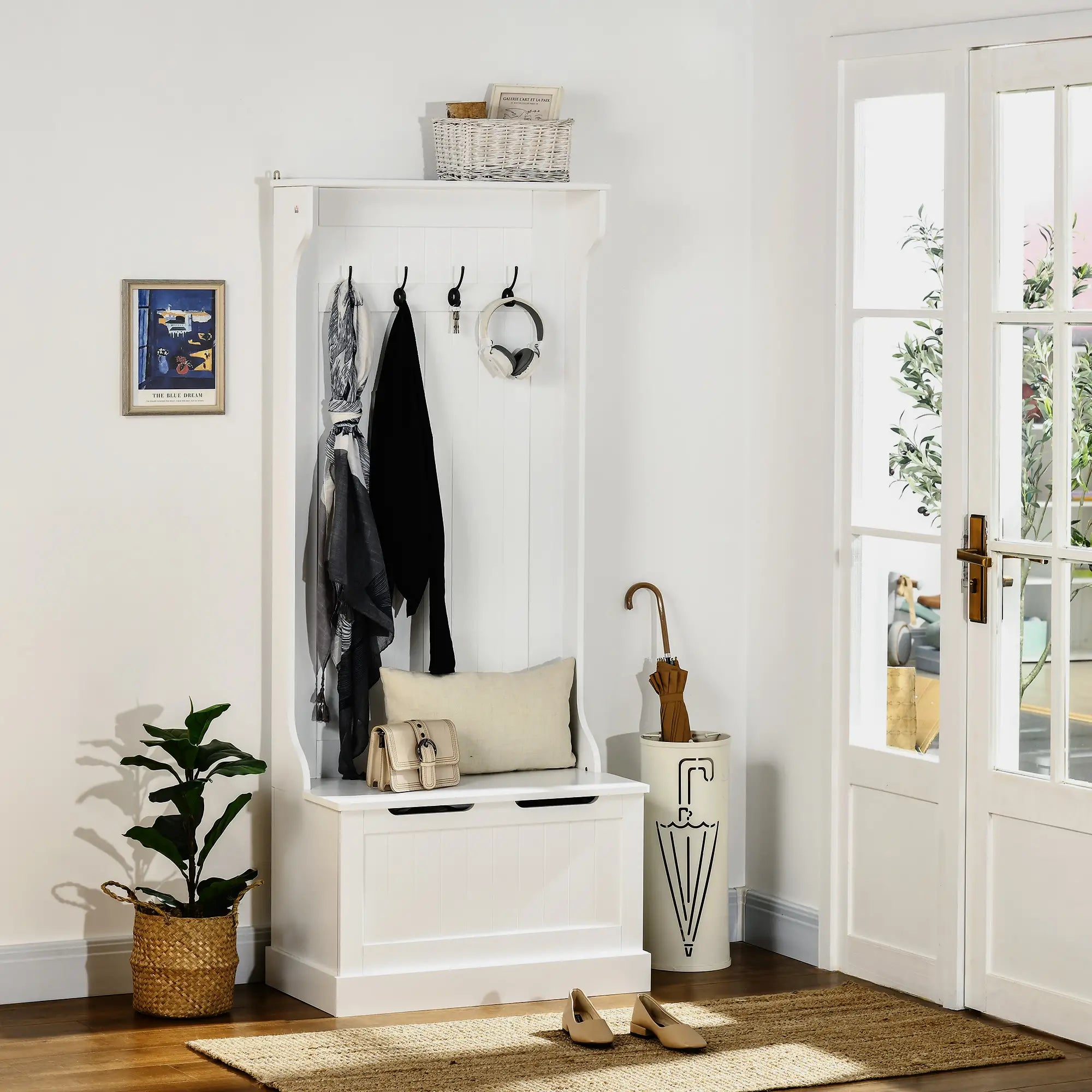 3-In-1 Hall Tree, Coat Rack, Shoe Storage, Bench Seat, Entryway Bench, 4 Hooks Clothing Storage at Gallery Canada