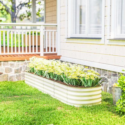 7.9 x 2 x 1 pieds Kit de lit de jardin surélevé galvanisé, Boîte de plantation en métal, Blanc crème