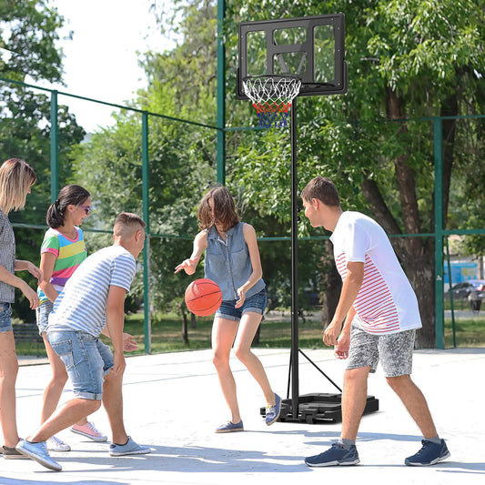 Portable Basketball Hoop, 7.5-10ft, 43" Backboard, Wheels, for Teens Adults Basketball Black at Gallery Canada