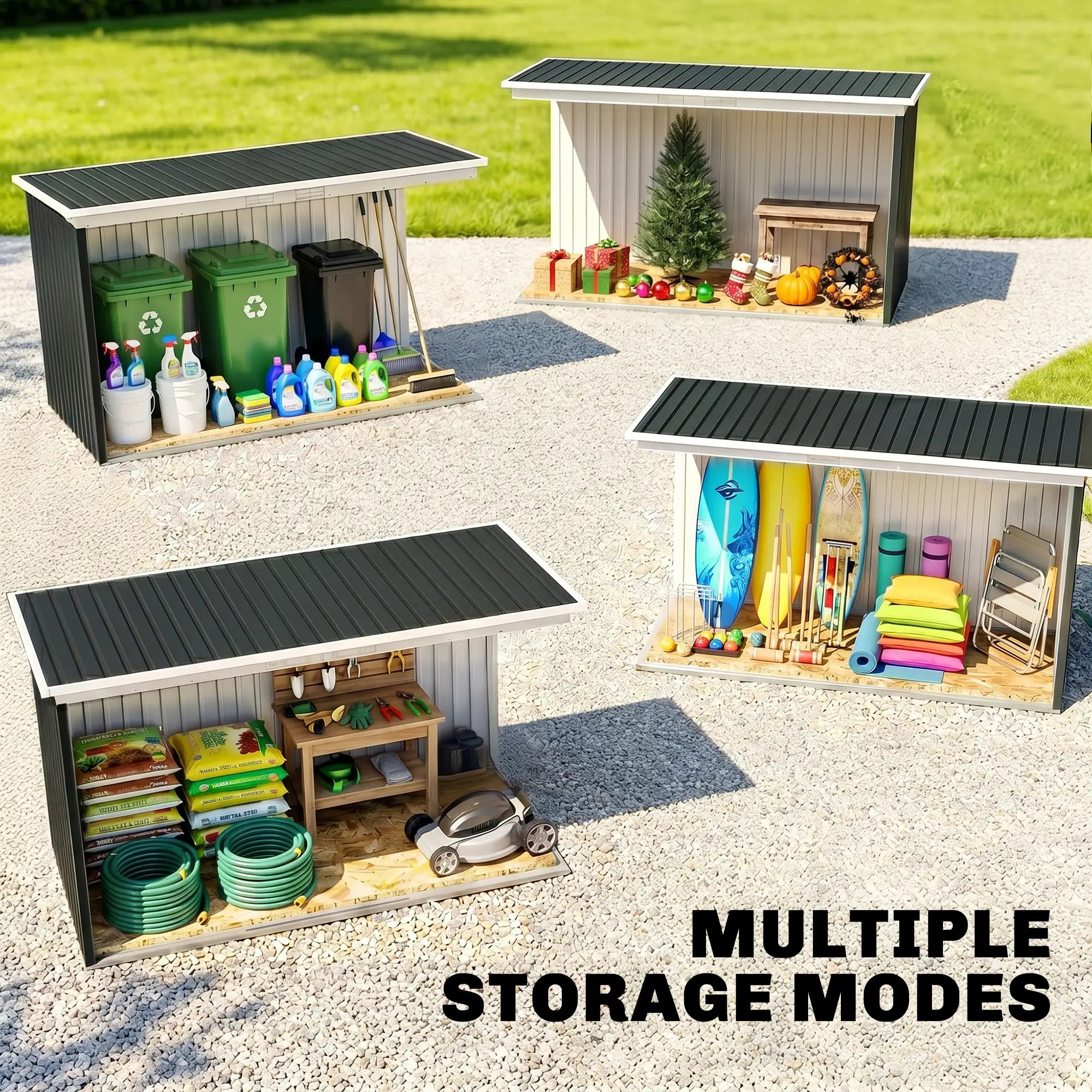 9x4 Outdoor Storage Shed, Galvanized Steel, Dark Grey Sheds at Gallery Canada