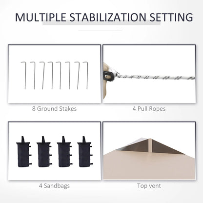 10' x 10' Pop Up Canopy Tent, Instant Sun Shelter, Wheeled Carry Bag, Beige Pop Up Canopies at Gallery Canada