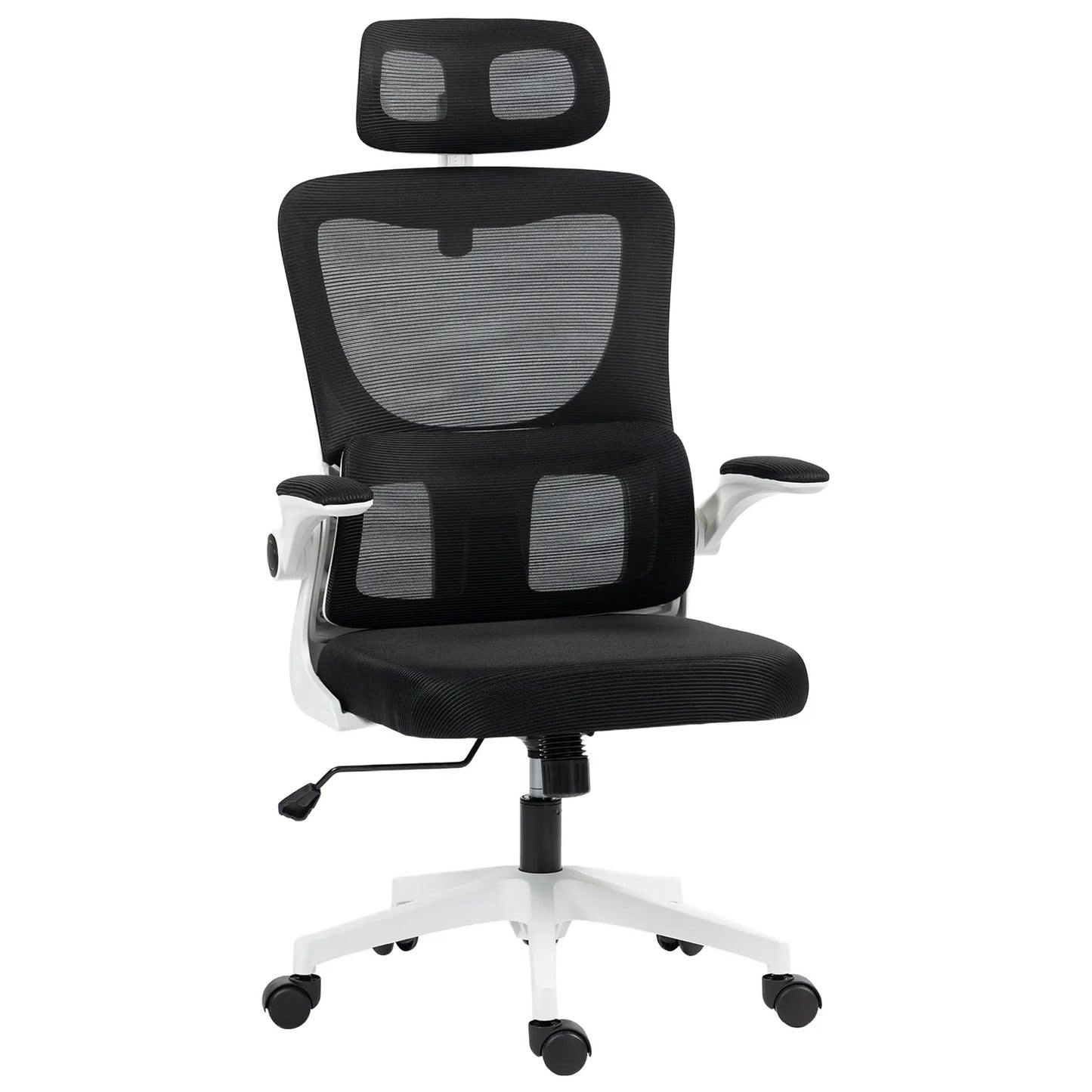 Mesh Office Chair, High Back with Headrest, Lumbar Support, Adjustable Height, Black Executive & Manager Chairs Black at Gallery Canada