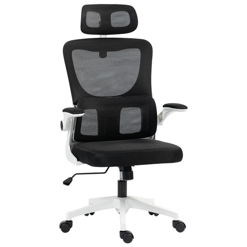 Mesh Office Chair, High Back with Headrest, Lumbar Support, Adjustable Height, Black