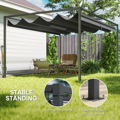 10' X 7' Patio Pergola With Retractable Canopy, Black Pergolas at Gallery Canada