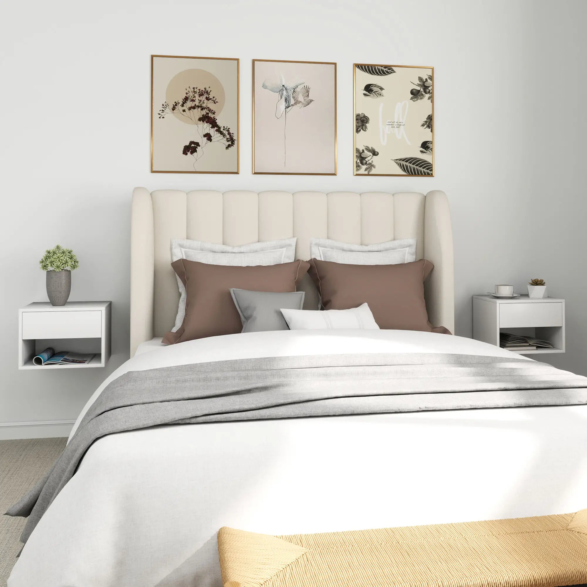 Floating Nightstand Set of 2, Wall Mounted Bedside Table, White Bedside Tables at Gallery Canada