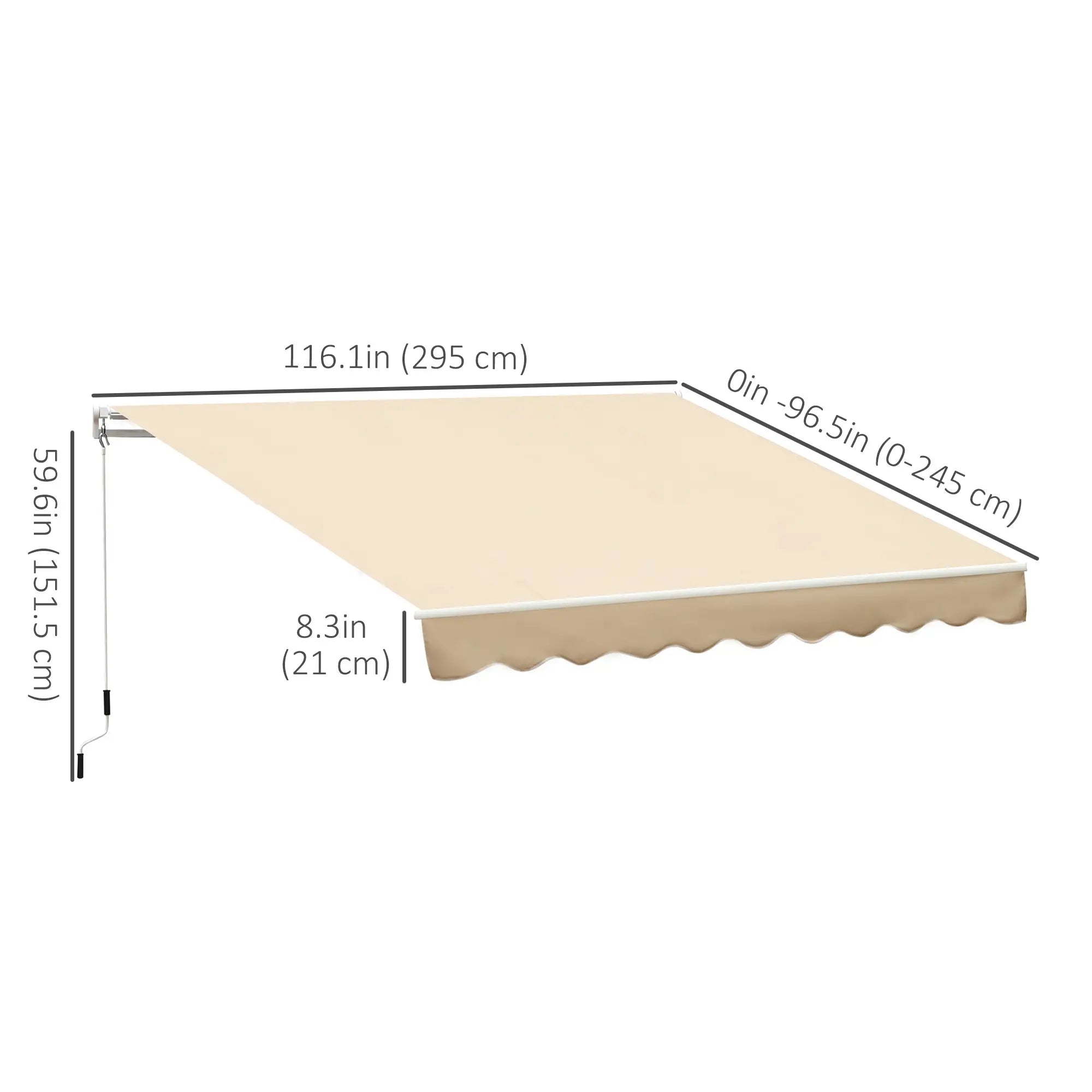 10' x 8' Retractable Awning, Sun Shade Canopy, Aluminum Frame, UV Protection, Beige Deck Awnings at Gallery Canada