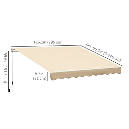 10' x 8' Retractable Awning, Sun Shade Canopy, Aluminum Frame, UV Protection, Beige Deck Awnings at Gallery Canada