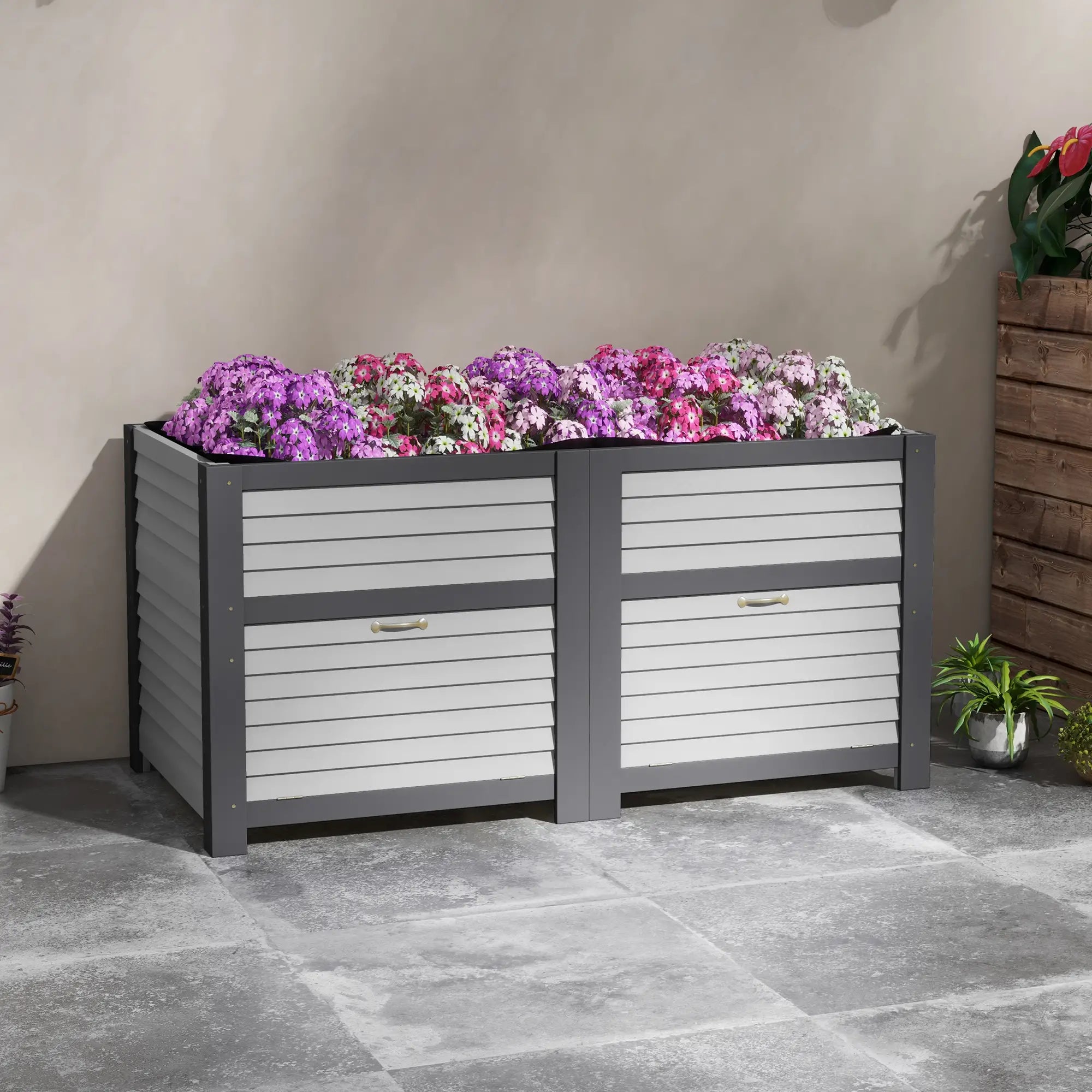 Wooden Elevated Planter Box with Storage, 59