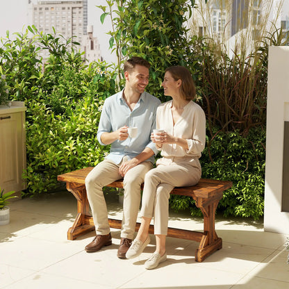 Rustic Wooden Bench, Backless Garden Patio Loveseat, Carbonized Outdoor Benches at Gallery Canada