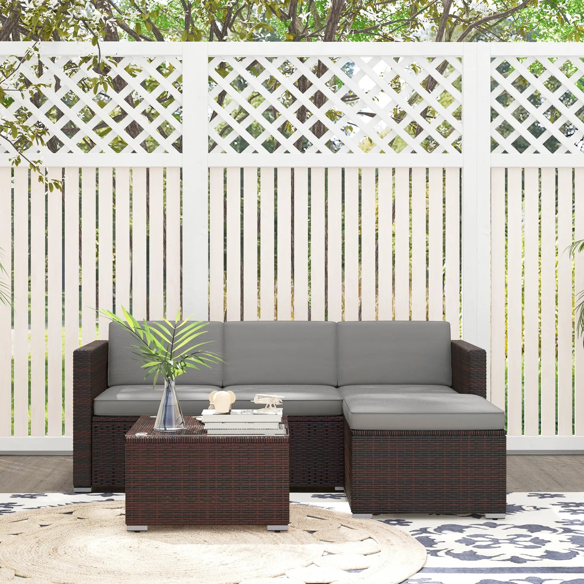 Patio Furniture, Corner Sofa Set with Soft Cushions, Grey Patio Furniture Sets at Gallery Canada
