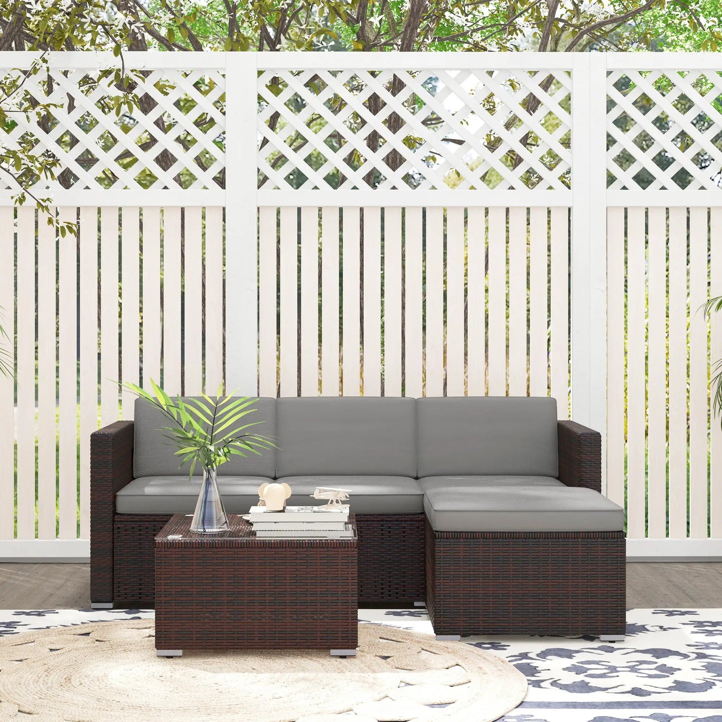 Patio Furniture, Corner Sofa Set with Soft Cushions, Grey Patio Furniture Sets at Gallery Canada