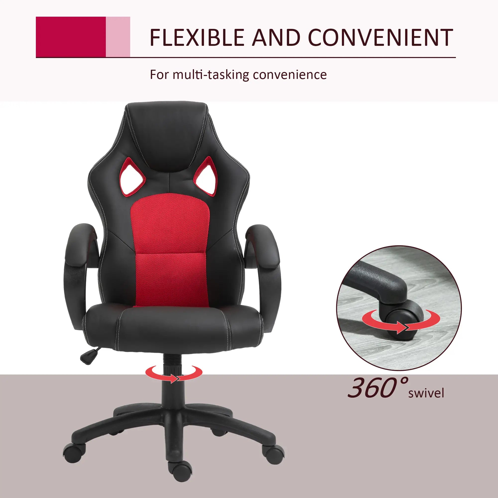 Racing Gaming Chair, Swivel Wheels, Padded Headrest, Tilt Function, Red Video Game Chairs at Gallery Canada