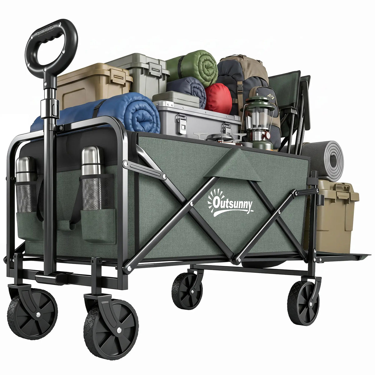 Foldable Collapsible Wagon Cart, 72L & 198 LBS Capacity, Green Folding Garden Carts at Gallery Canada