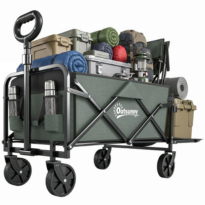 Foldable Collapsible Wagon Cart, 72L & 198 LBS Capacity, Green Folding Garden Carts at Gallery Canada