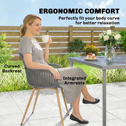 Outdoor Dining Chairs Set of 4, Patio Chairs, Slotted Backrest, Grey Patio Chairs at Gallery Canada
