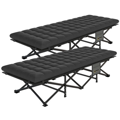 32" Extra Wide Folding Camping Cot Set, Soft Pad, Non-Slip Feet, Carry Bag, Black Camping Cots Black at Gallery Canada
