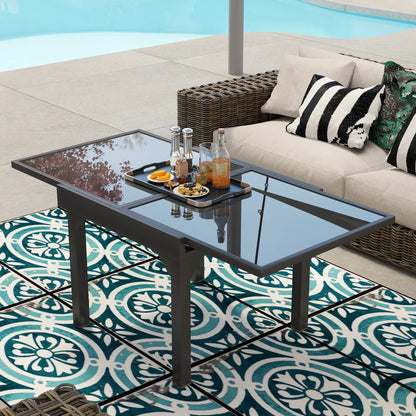 35"-71" Expandable Outdoor Table, Tempered Glass Top, Metal Frame, for 4-6 Person Patio Dinning Tables at Gallery Canada