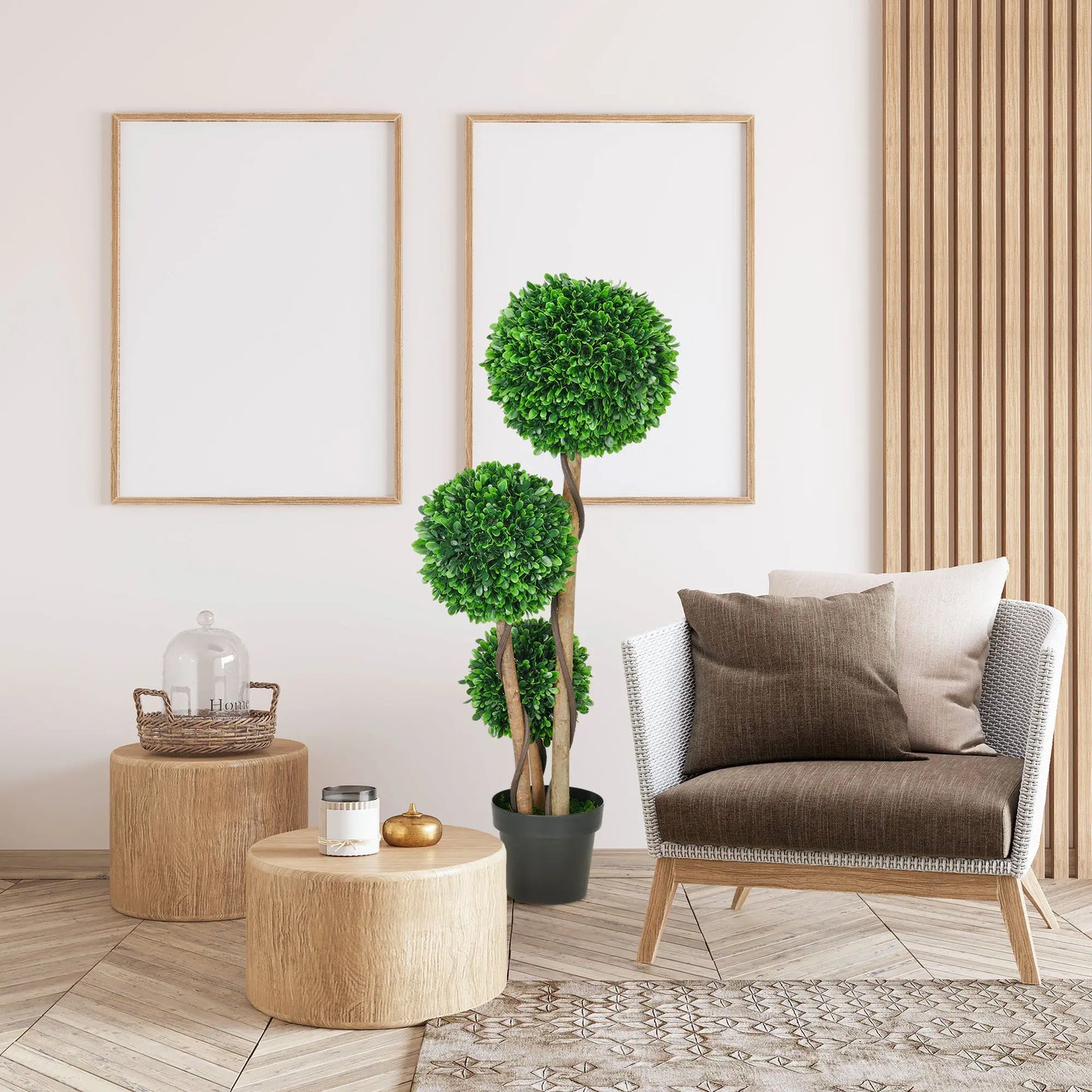 3.6ft Artificial Tree, Triple Ball Boxwood Topiary, Indoor Outdoor Artificial Trees at Gallery Canada