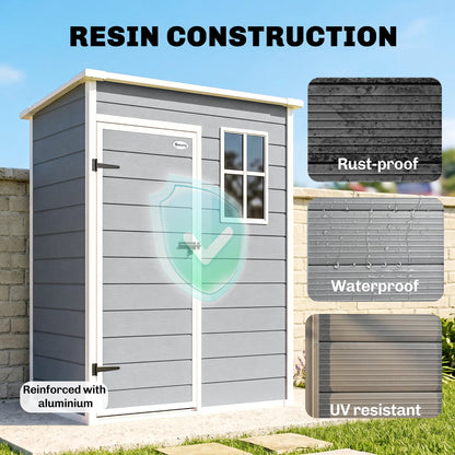 5 x 3FT Garden Shed, Outdoor Storage with Lockable Door, Window, Vent, Grey Sheds at Gallery Canada