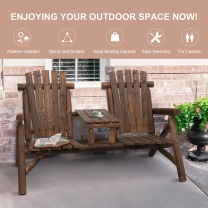 Wood Adirondack Patio Chair Bench, Center Coffee Table, Carbonized Outdoor Benches at Gallery Canada