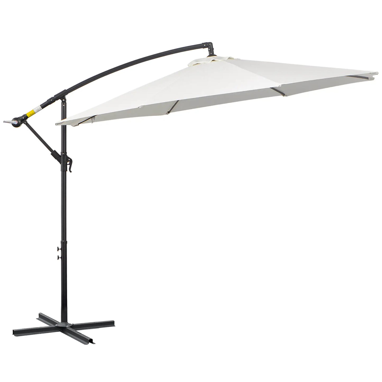 9.7ft Offset Patio Umbrella, Crank Handle, 8 Ribs, Cross Base, Cream Cantilever Umbrellas at Gallery Canada