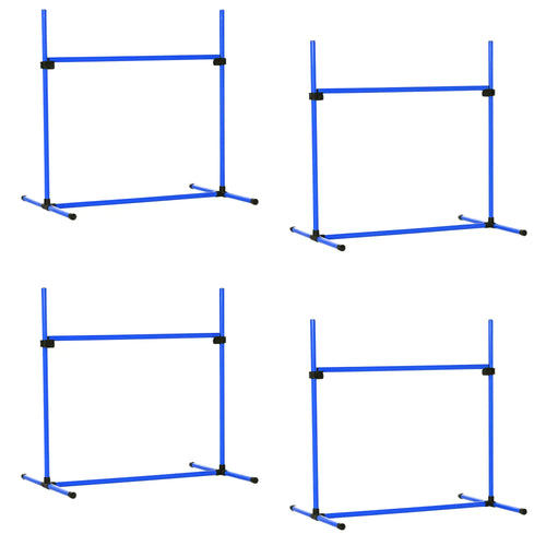Dog Agility Training Set, 4 Adjustable Jump Bars, Exercise Kit, Blue