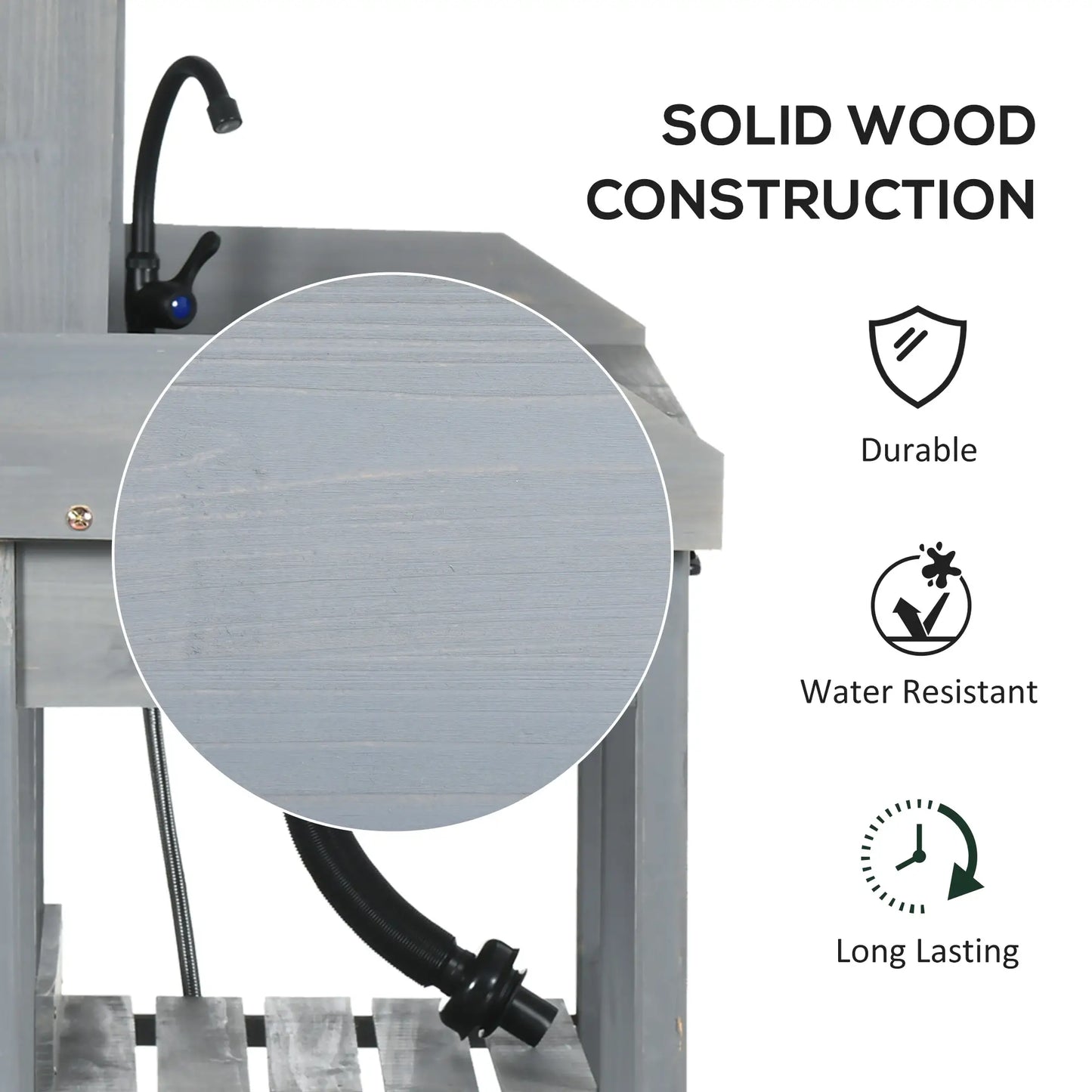 Potting Bench Table, Garden Workstation, 45.3" x 17.7" x 48.4", Grey