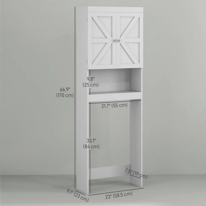 Over Toilet Cabinet, Bathroom Storage with Barn Doors, Open Shelf, White Over The Toilet Storage at Gallery Canada