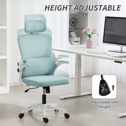 High Back Office Chair, Mesh Computer Chair, Adjustable Height, Light Blue Office Chairs at Gallery Canada