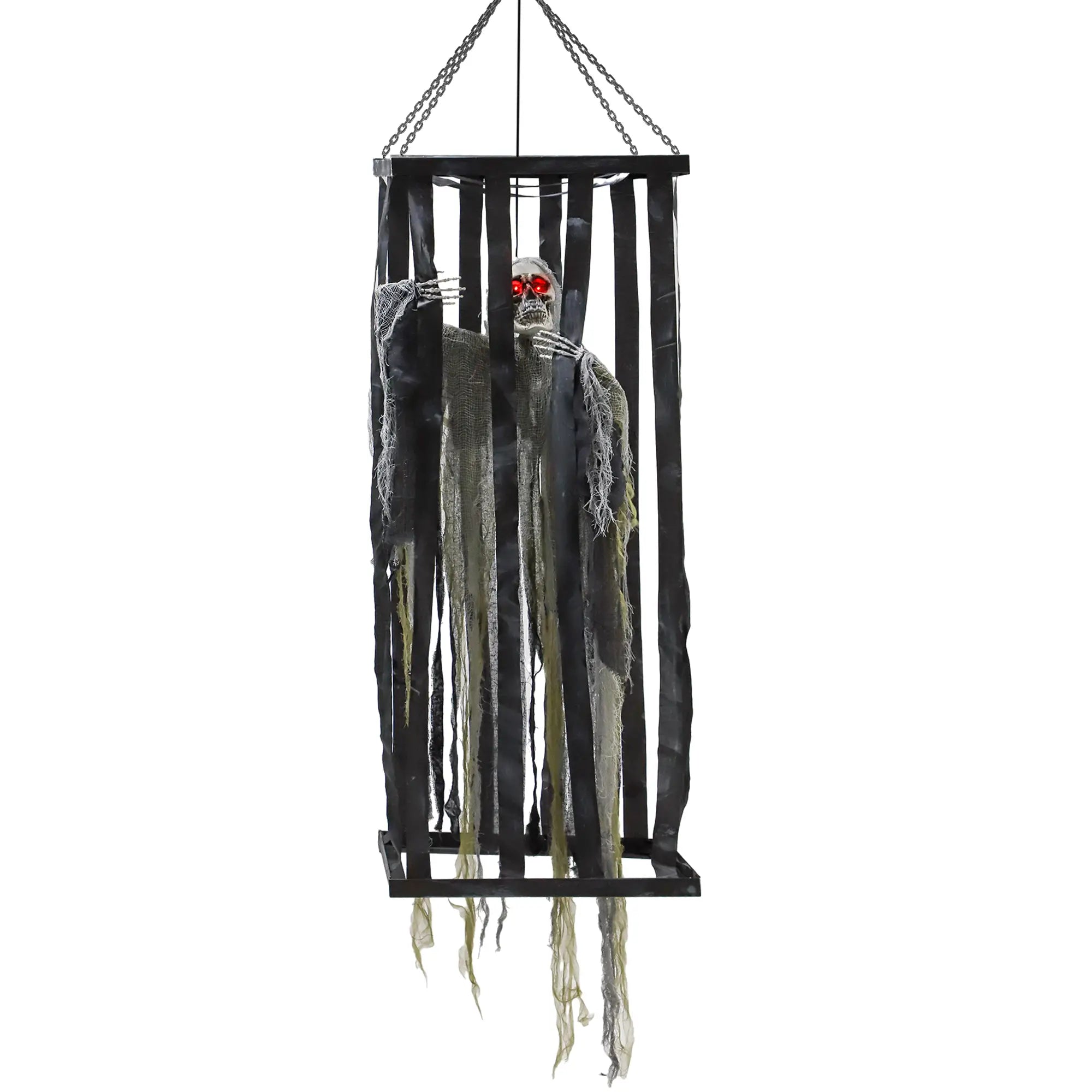 Animatronics Hanging Skeleton Reaper in Cage, Voice-Activated, Flashing Eyes Halloween Decorations at Gallery Canada