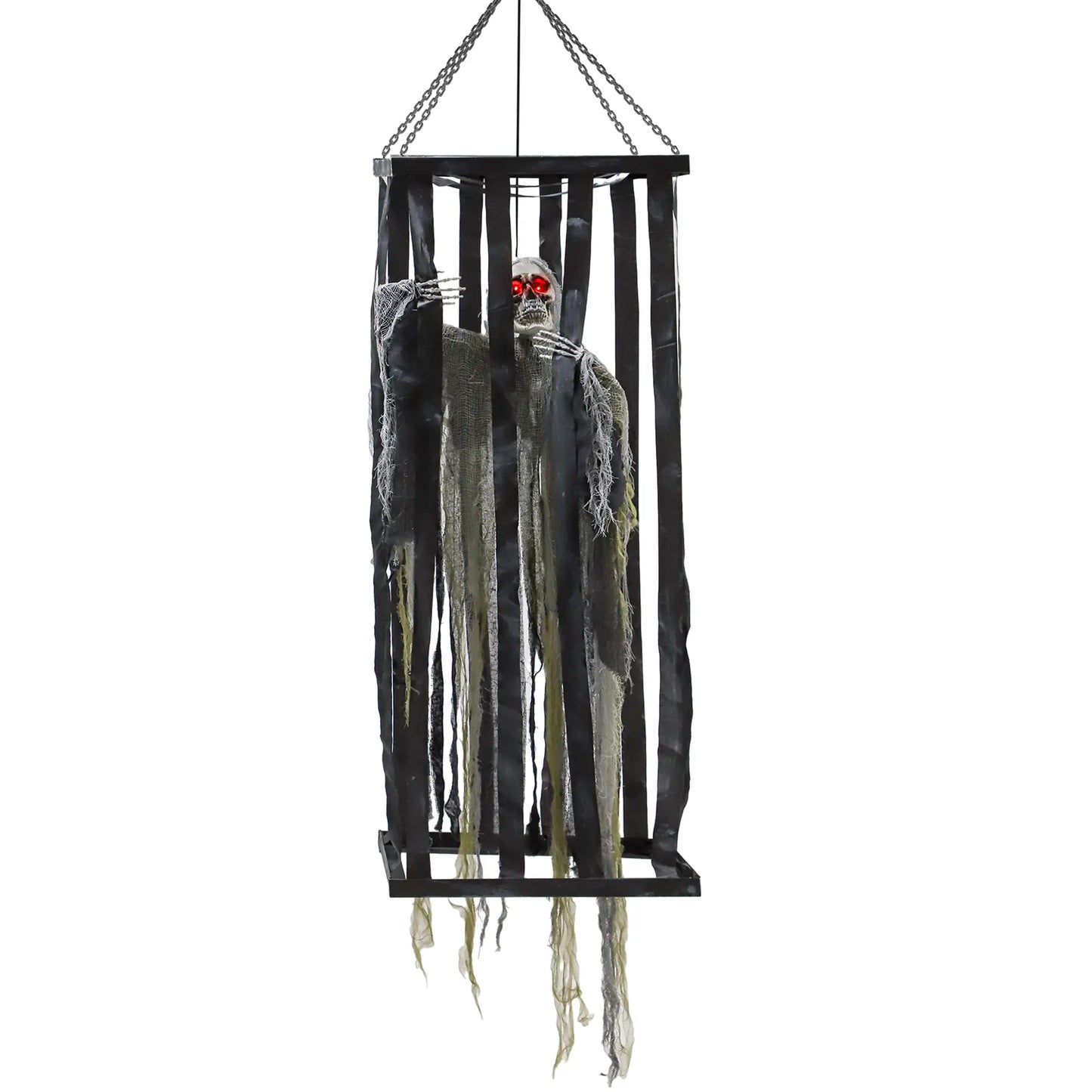 Animatronics Hanging Skeleton Reaper in Cage, Voice-Activated, Flashing Eyes Halloween Decorations at Gallery Canada