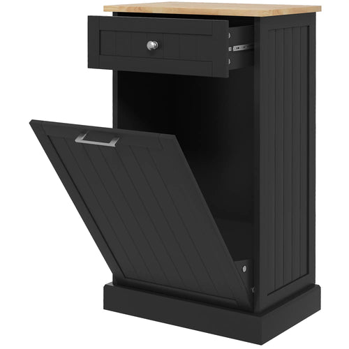 Kitchen Tilt Out Trash Bin Cabinet, Free Standing, Black