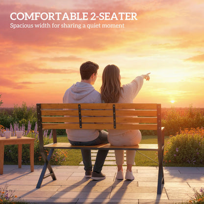 Outdoor Garden Bench With Backrest, Armrests, 2-Person Patio Seating Outdoor Benches at Gallery Canada